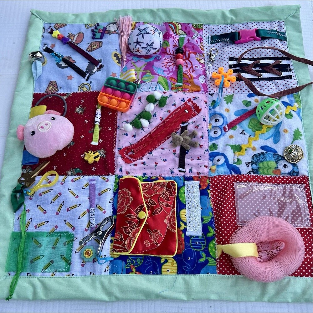 Memory Care Sensory Fidget Activity Mat Busy Finger Blanket Dementia Senior